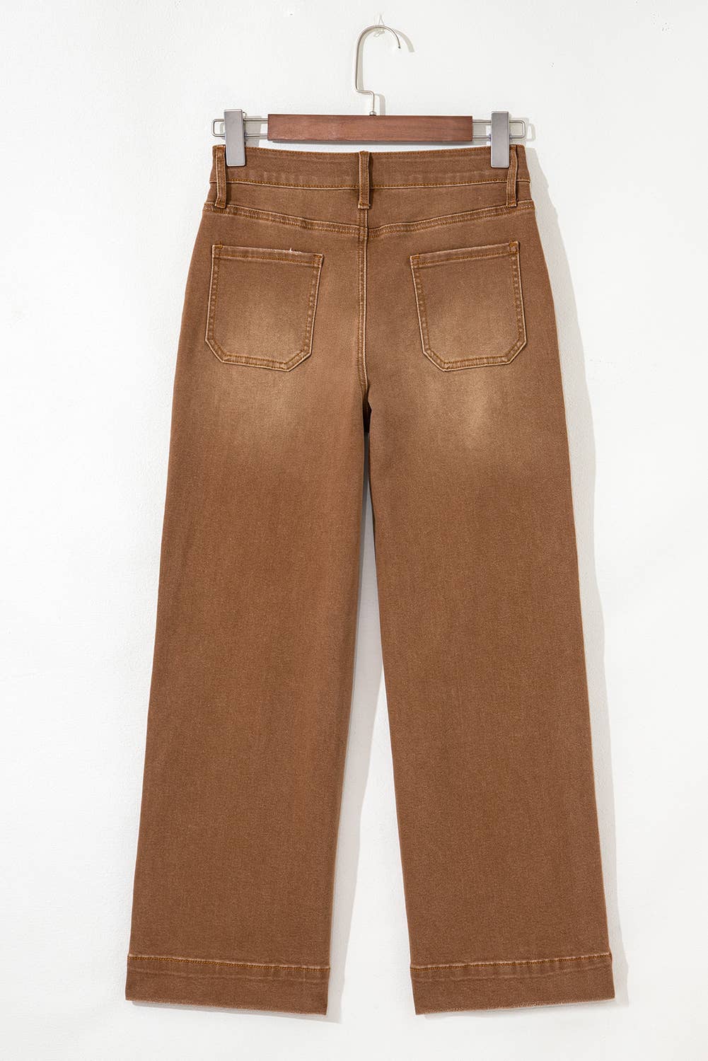 Ezra | Cropped High Rise Wide Leg Jeans: Brown