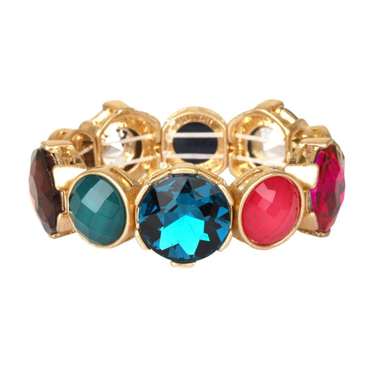Multi Crystal with Gold Stretch Bracelets