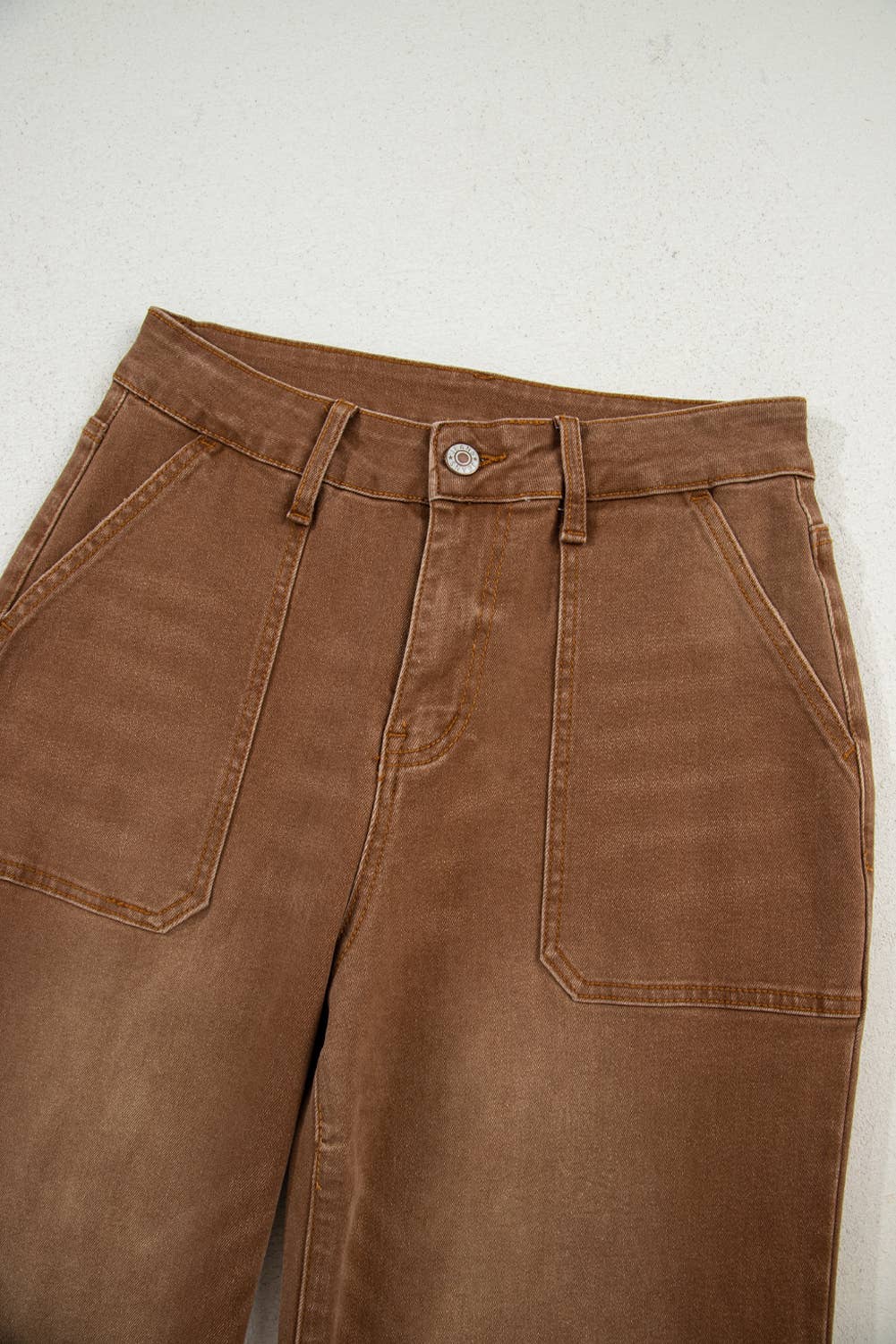 Ezra | Cropped High Rise Wide Leg Jeans: Brown