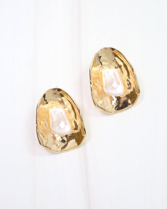 Dauphine Gold and Pearl Post Earring Gold: Default