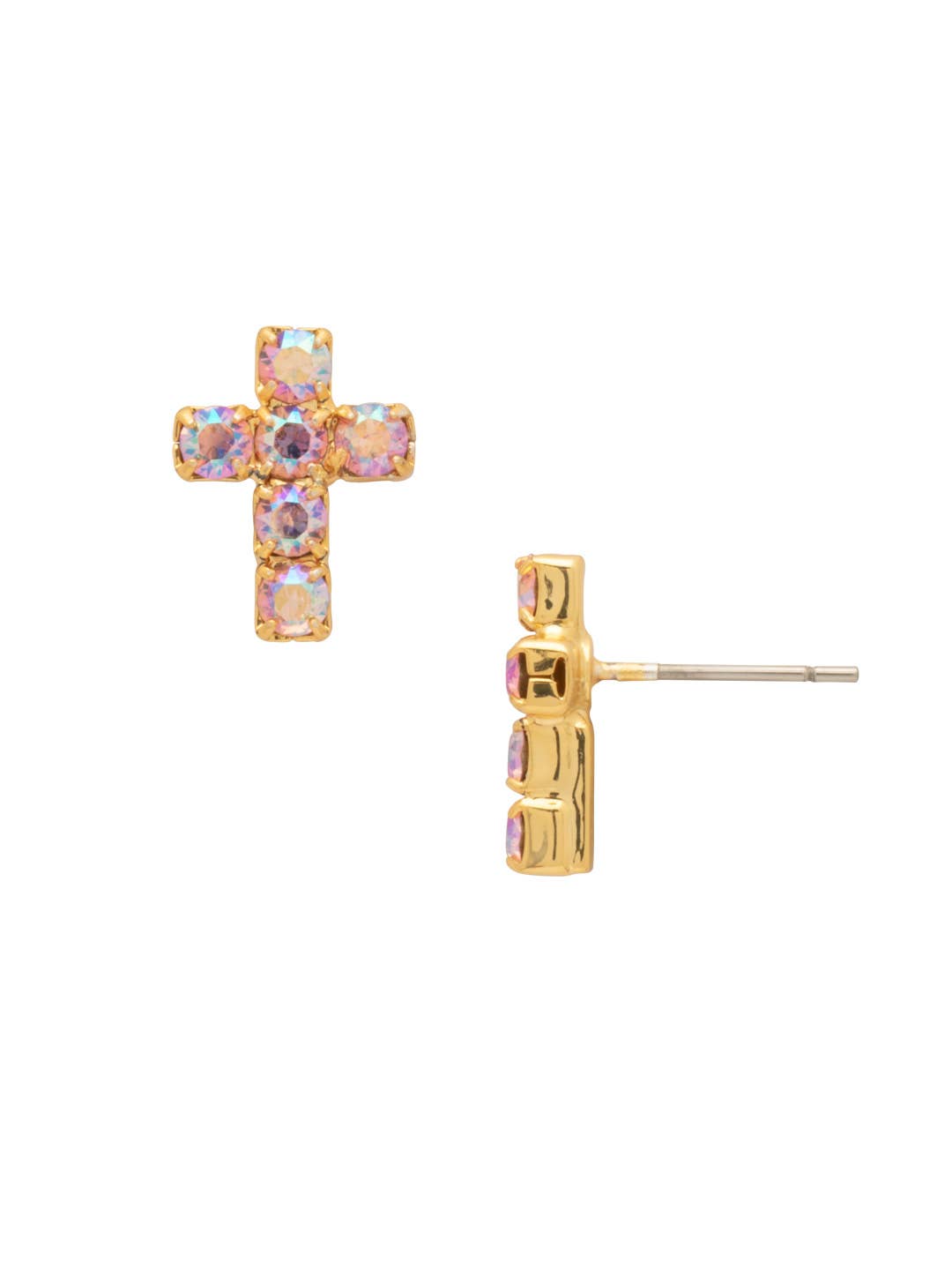 Carly Cross Stud Earrings - Pink