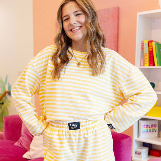 LM-STRIPE LONGSLEEVE TOP-YELLOW LuLu MAC