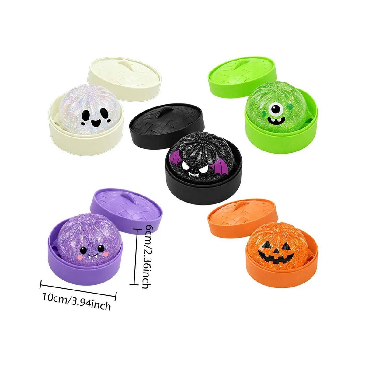 Halloween Steamed Bun with Steamer Basket Squishy Toy: Orange