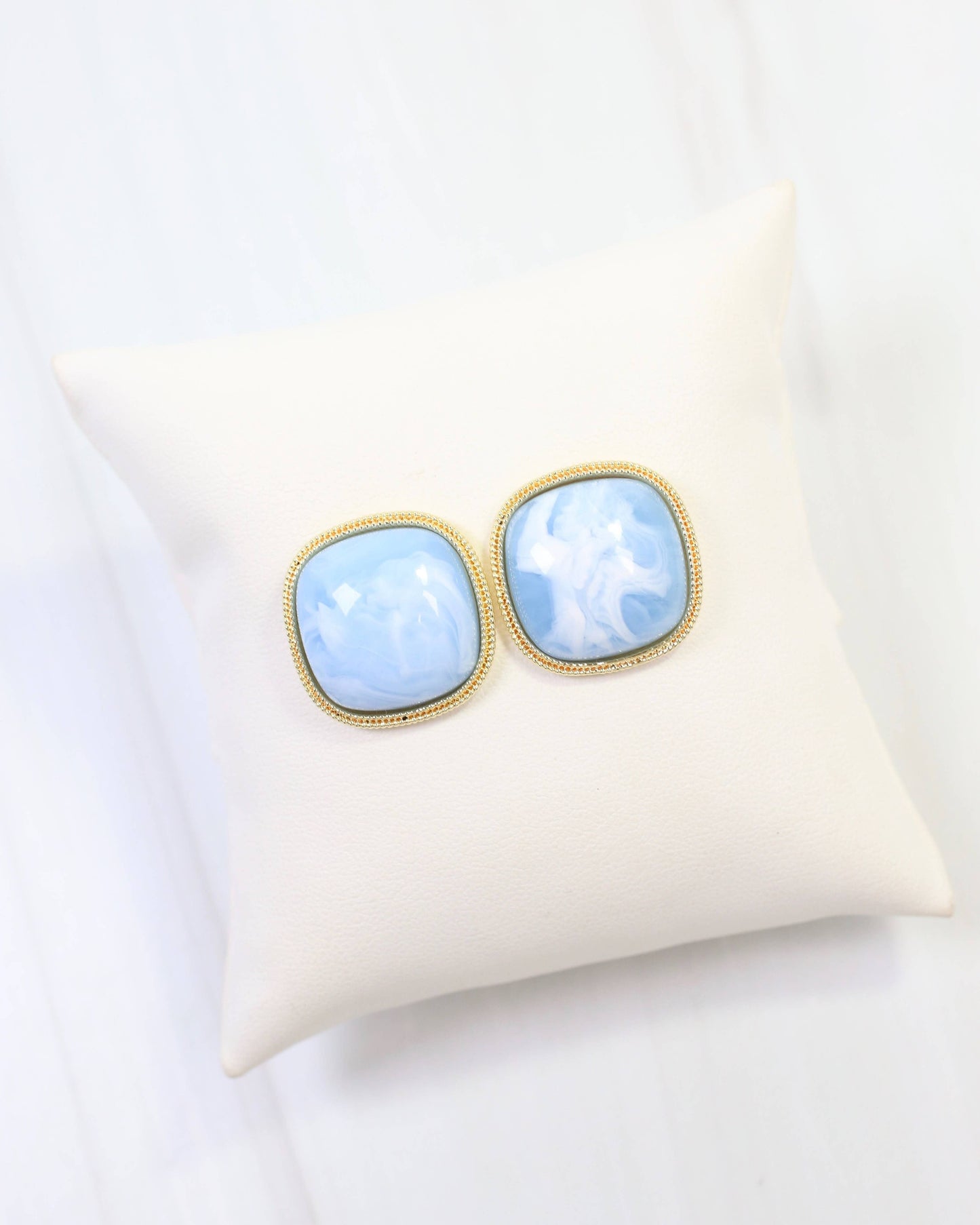 Marnie Gold Lined Post Earring Blue