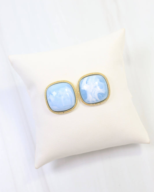 Marnie Gold Lined Post Earring Blue