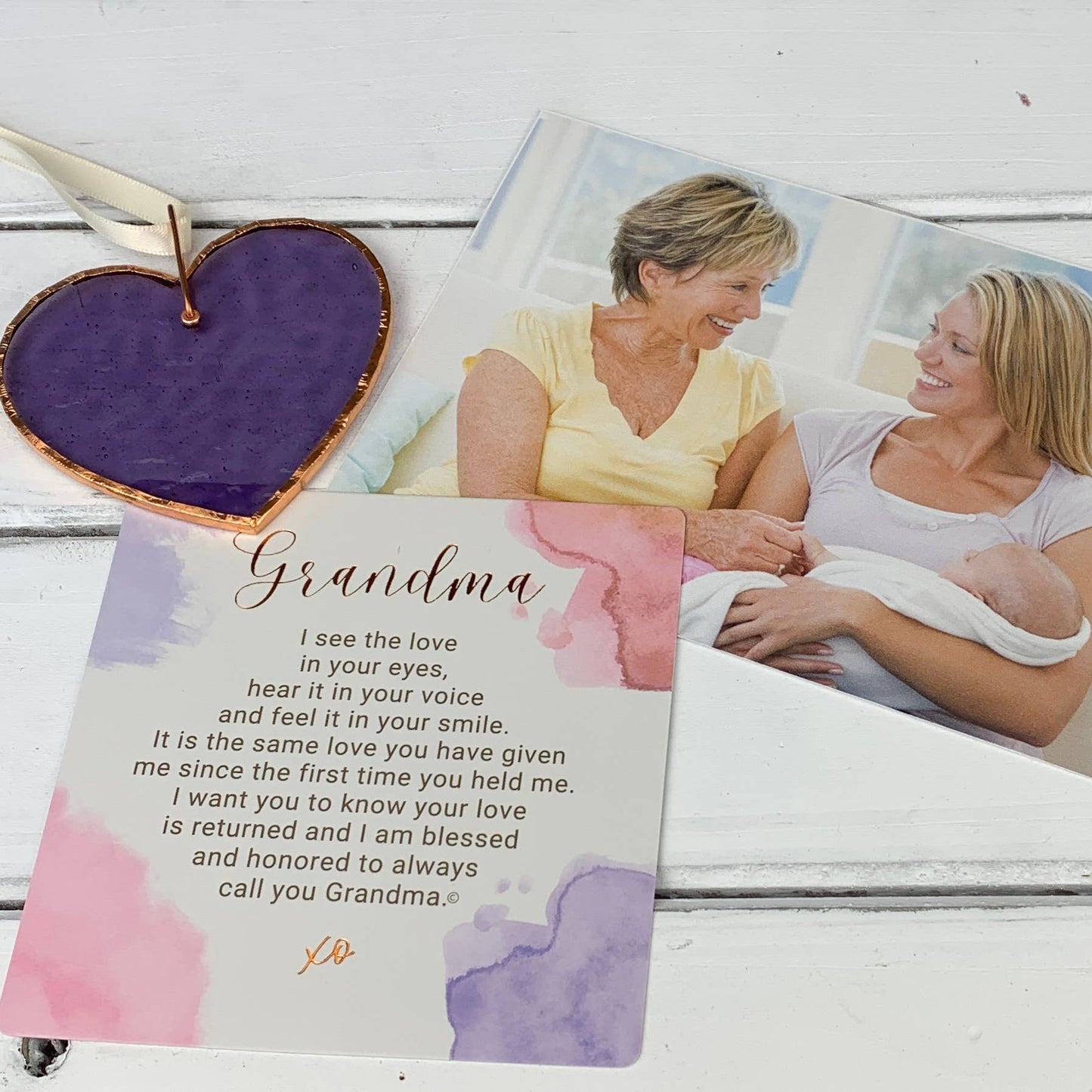 Her Heart for Grandma USA Handmade Stained Glass Heart 7902