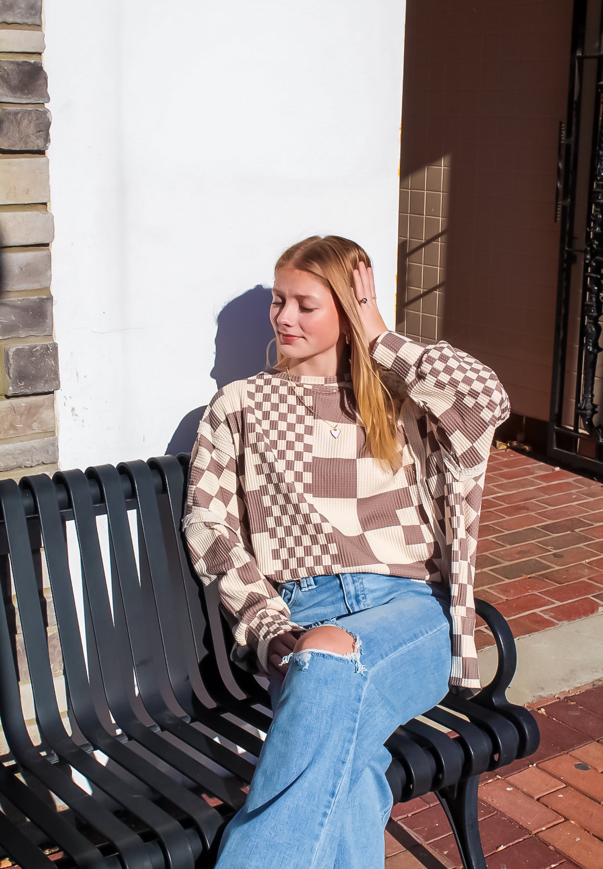 BiBi Oversized Checkered Sweatshirt
