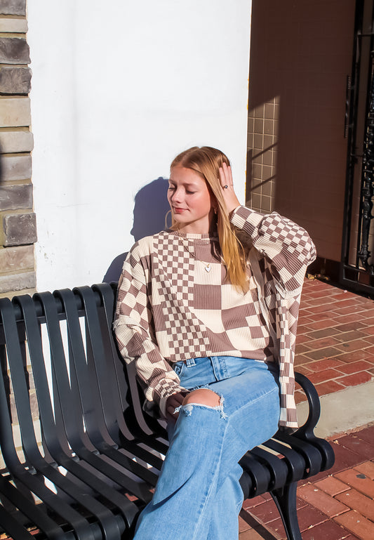 BiBi Oversized Checkered Sweatshirt