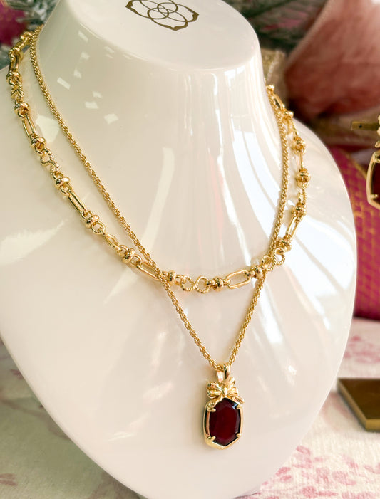 Daphne Bow Dark Burgundy Illusion Necklace