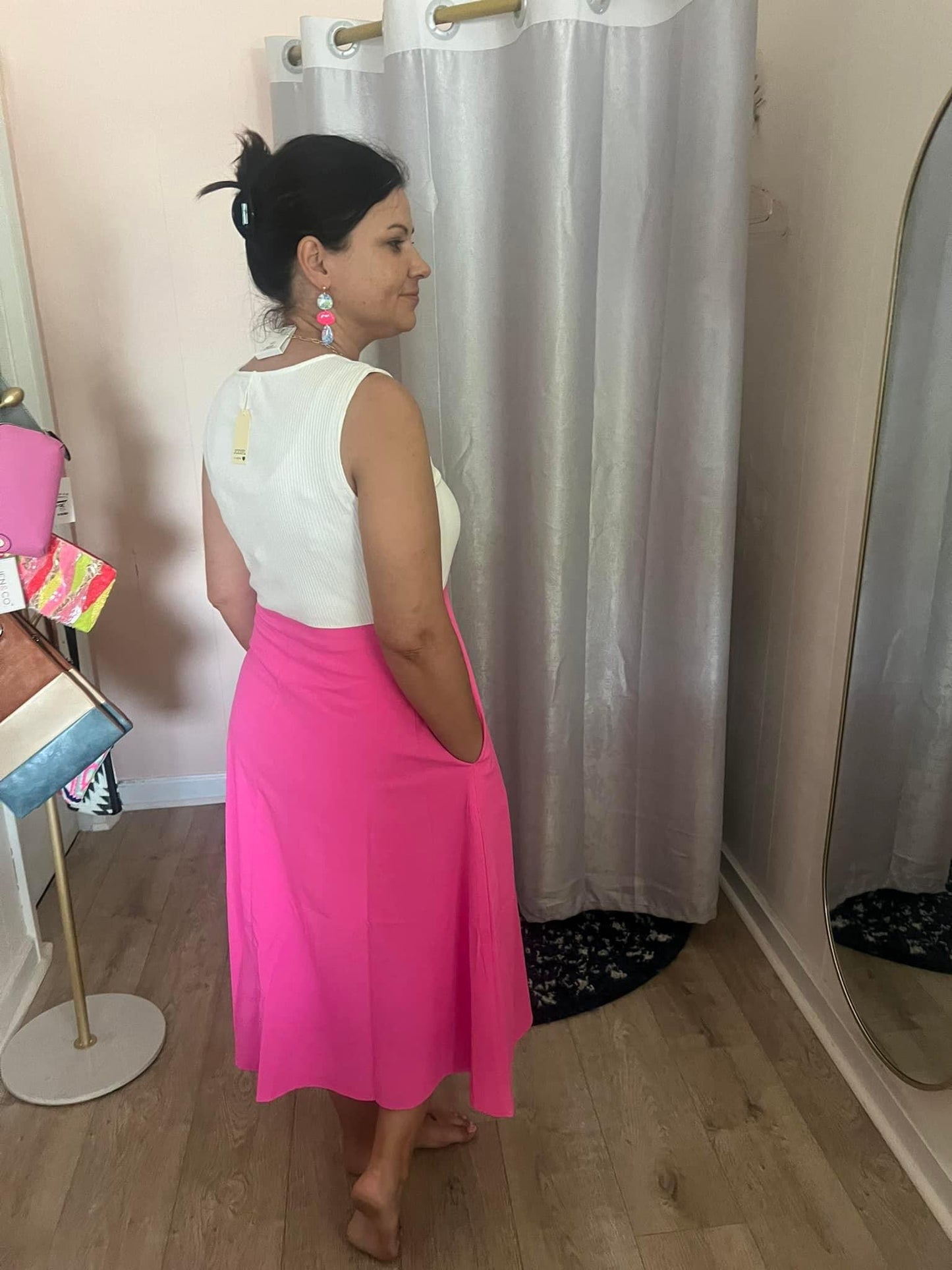 Pink and White Retro Dress