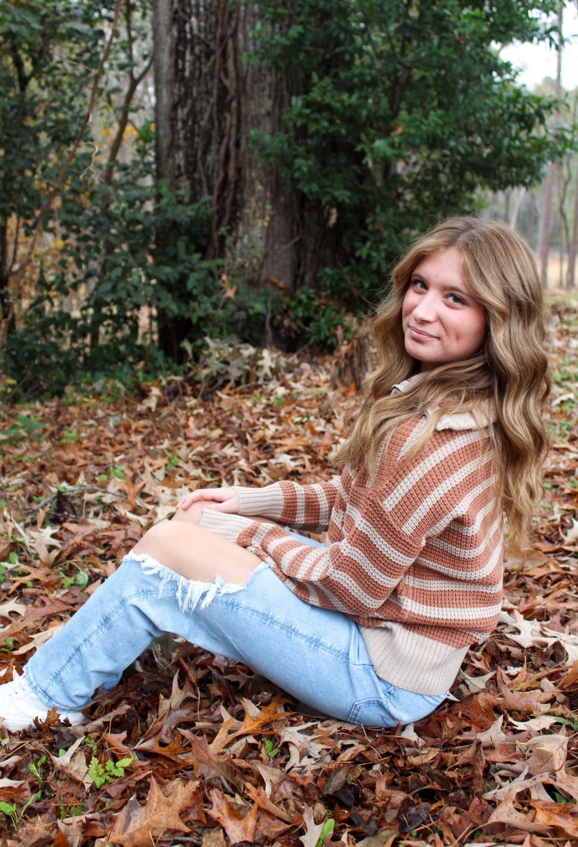 Collard Half Zip Up Stripe Sweater Knit Top