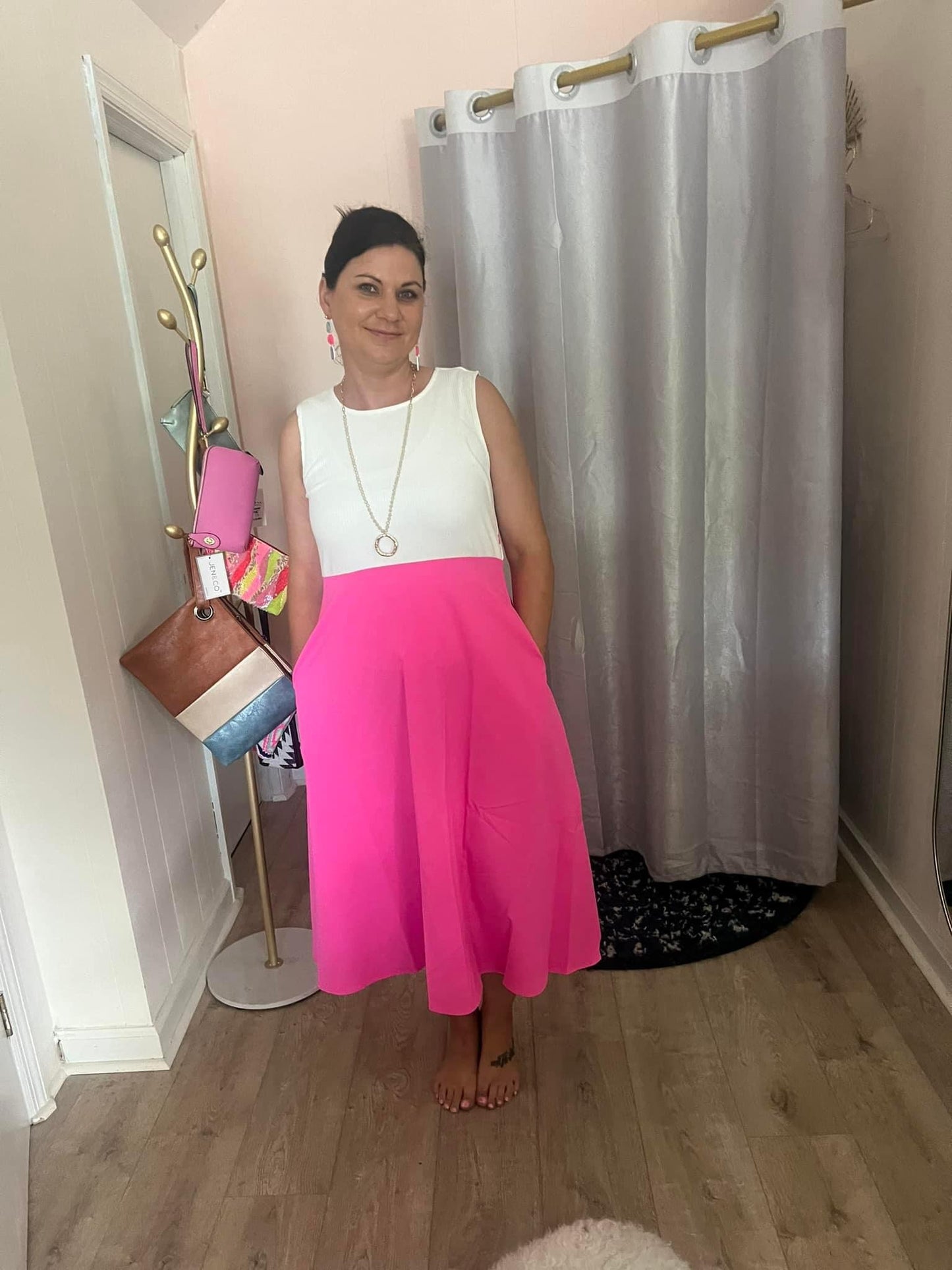 Pink and White Retro Dress