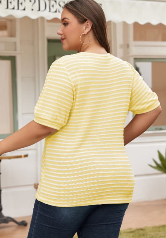 Plus Size Yellow And White Top