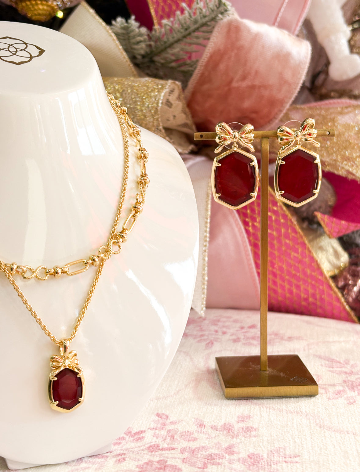 Daphne Bow Dark Burgundy Illusion Necklace