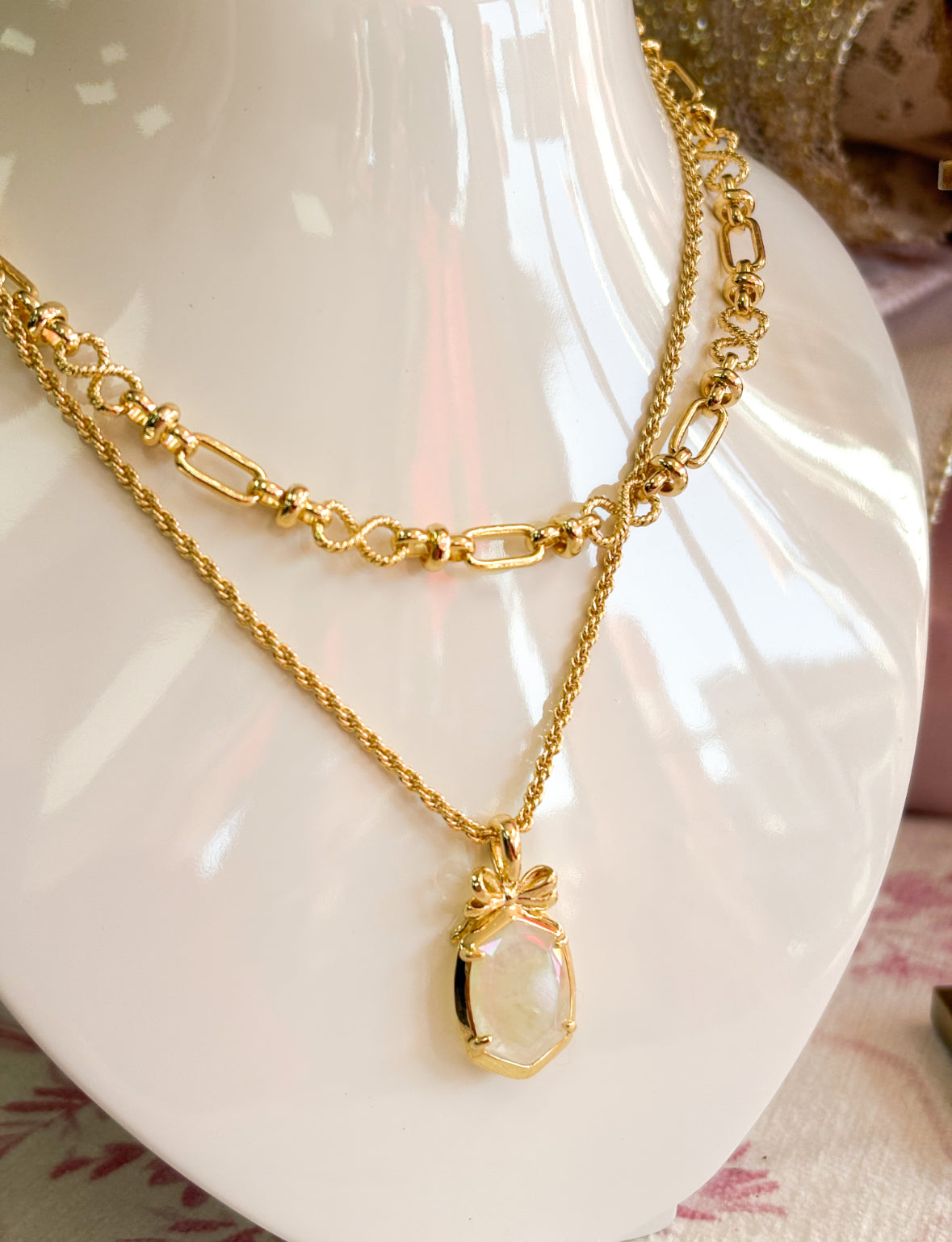 Daphne Bow Iridescent Crystal Ivory Illusion