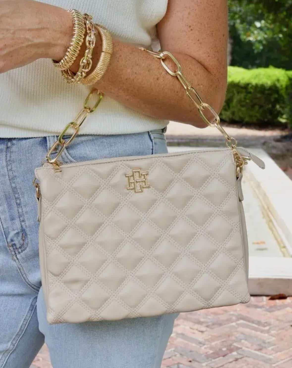 Caroline Hill Ariana Nude Quilted Crossbody