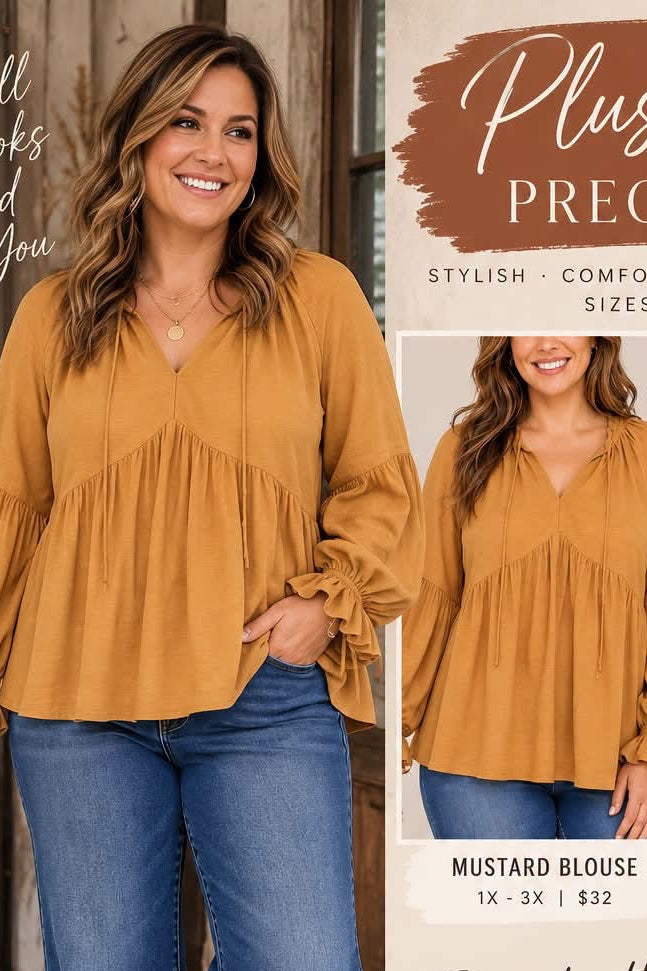 Plus Size Mustard Blouse