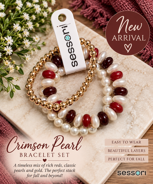 Crimson Pearl Bracelet Set
