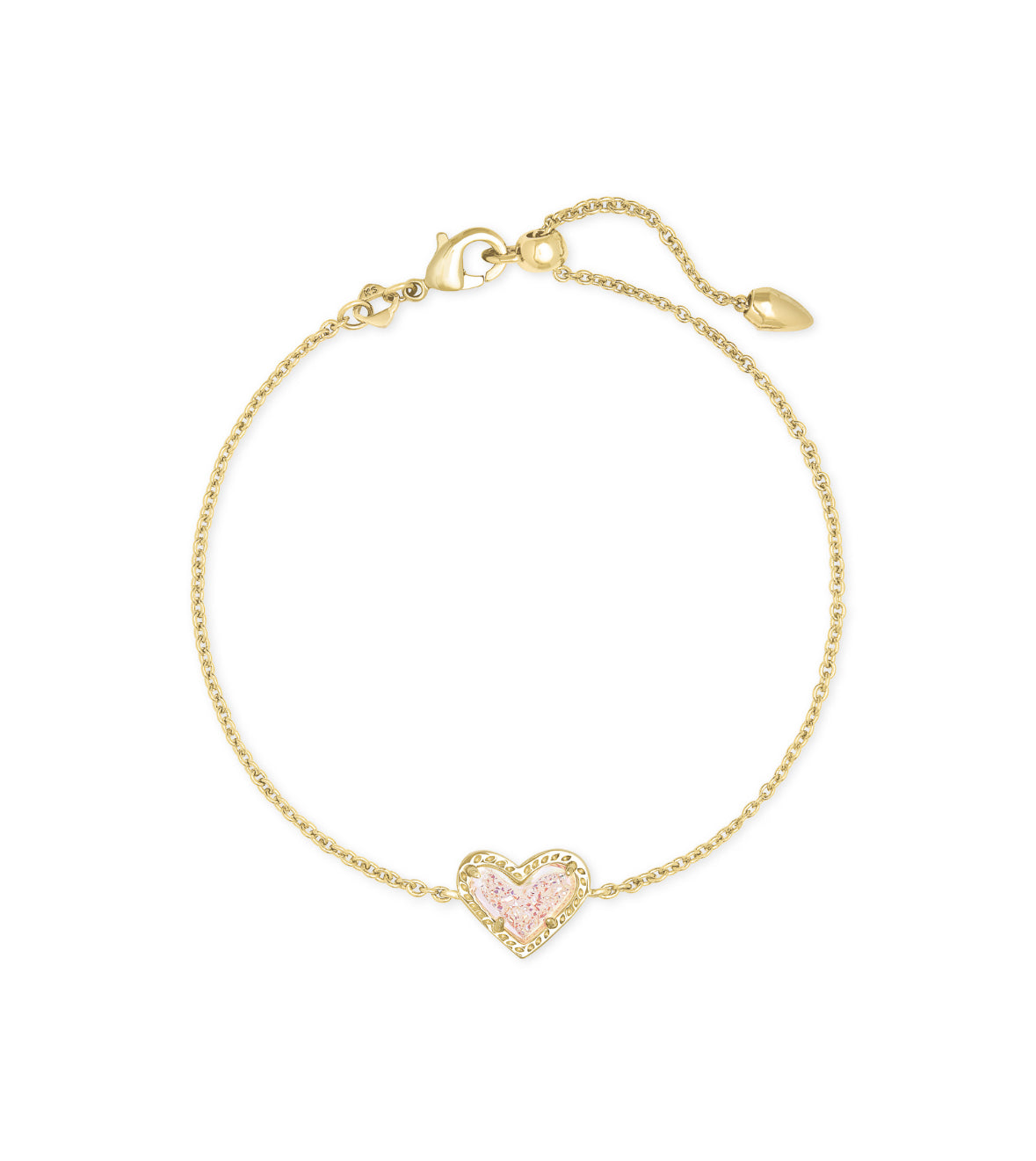 Ari Heart Delicate Chain Bracelet- GOLD IRIDESCENT DRUSY