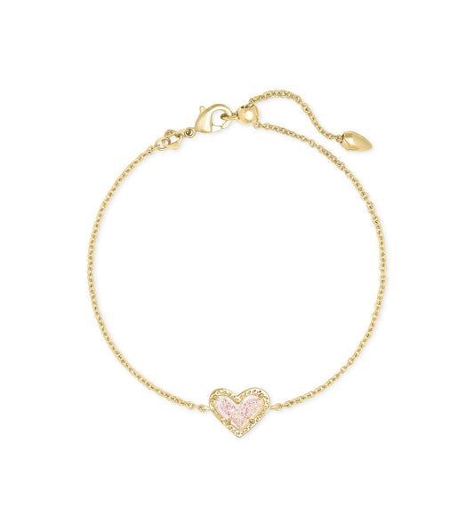 Ari Heart Delicate Chain Bracelet- GOLD IRIDESCENT DRUSY