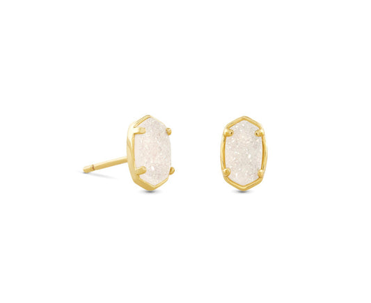 Kendra Scott Emilie Stud Earrings – Gold Iridescent Drusy