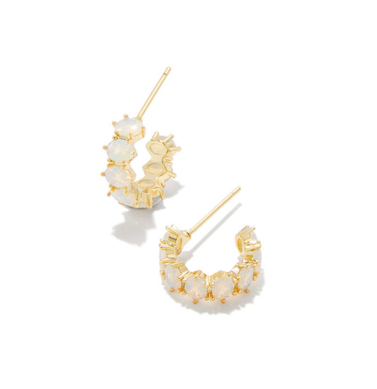 Kendra Scott Cailin Crystal Huggie Earrings – Gold Champagne Opal Crystal