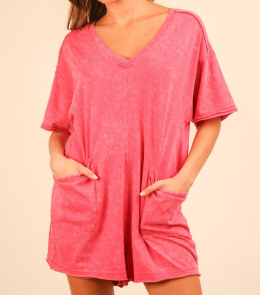 Very J Oversized Mineral Wash Romper