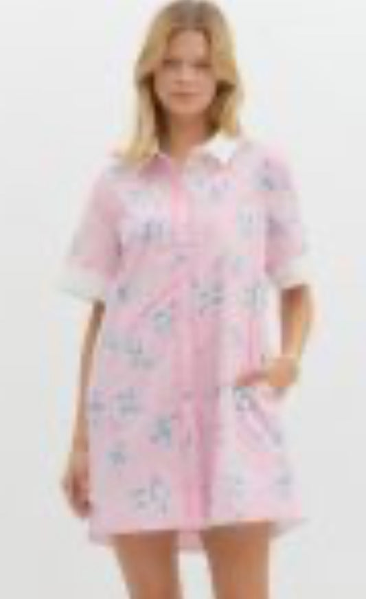 ENTRO Pink Stripe Floral Dress