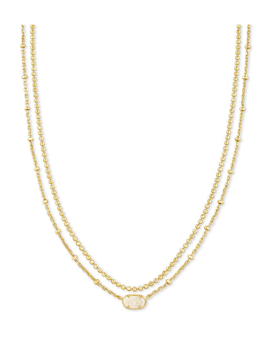 Emilie Multi Strand Necklace – Gold & Iridescent Drusy