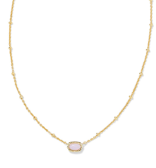 Mini Elisa Satellite Short Pendant Necklace – Gold & Pink Opalite Crystal