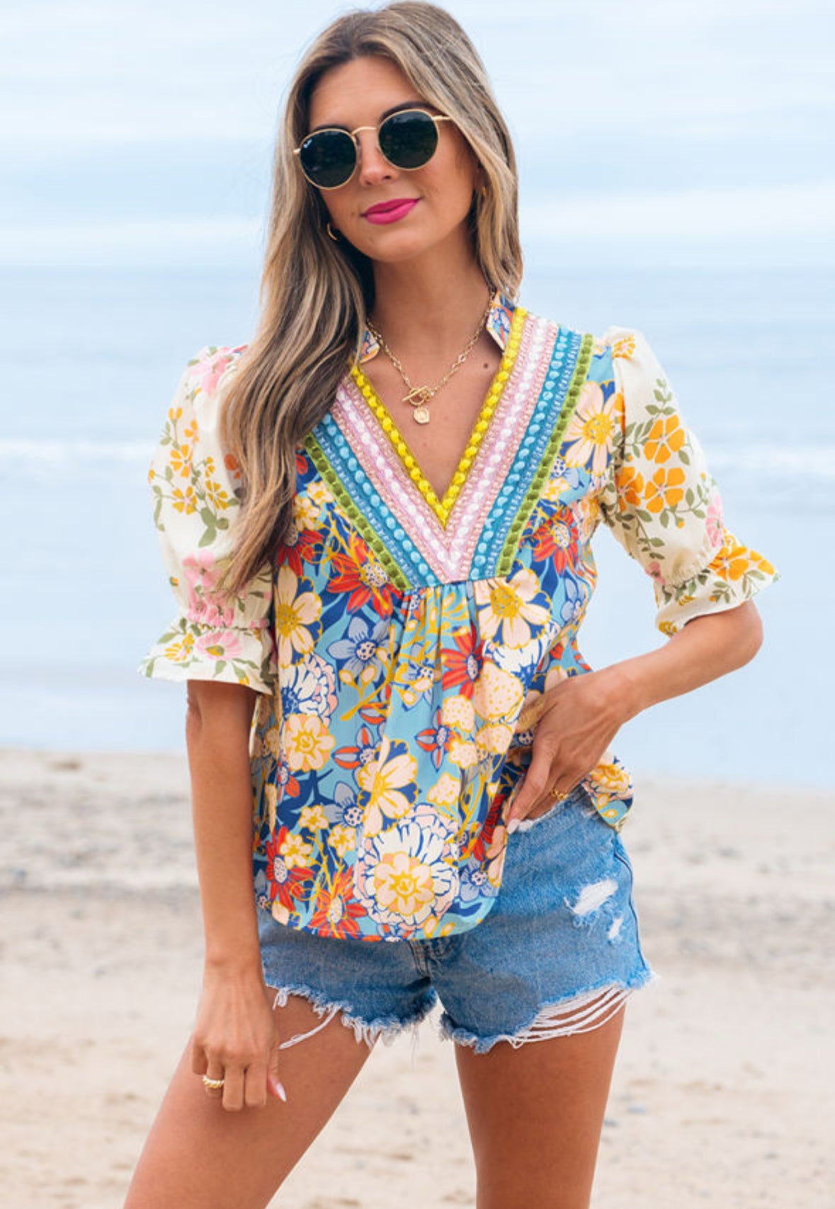 Multi Colored Floral Blouse