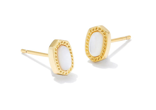 MINI ELLIE STUD EARRINGS GOLD IVORY MOTHER OF PEARL