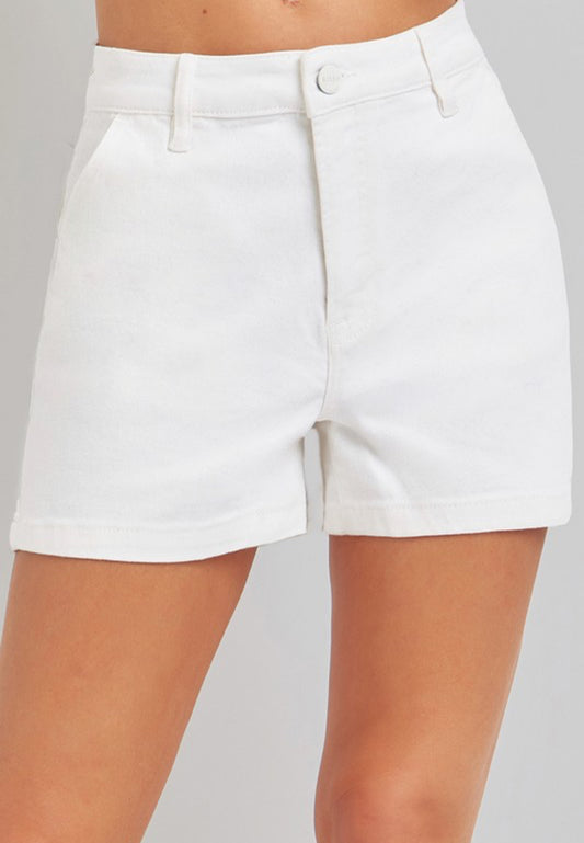 White High Rise Shorts