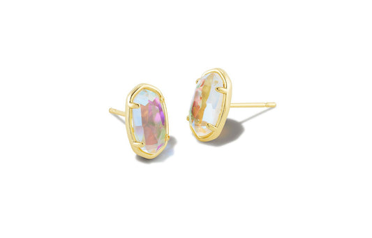 Kendra Scott Grayson Stone Stud Earrings – Gold Dichroic Glass