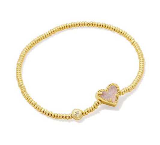 ARI HEART STRETCH BRACELET GOLD IRIDESCENT DRUSY