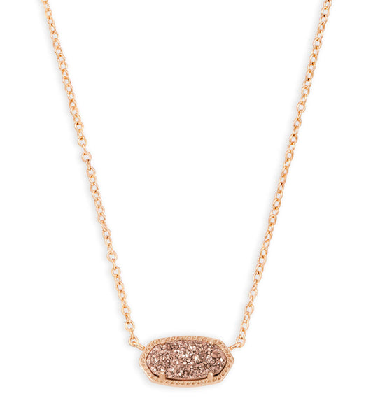 Elisa Short Pendant Necklace – Rose Gold & Rose Gold Drusy