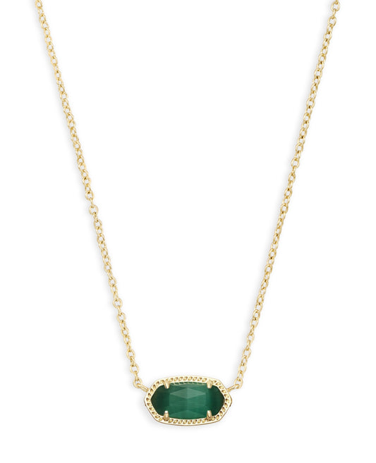 Elisa Short Pendant Necklace – Gold & Emerald Cat’s Eye