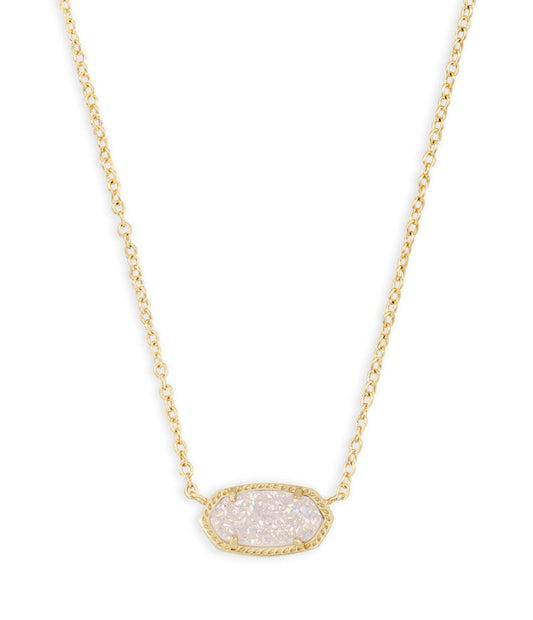 Elisa Short Pendant Necklace – Gold & Iridescent Drusy