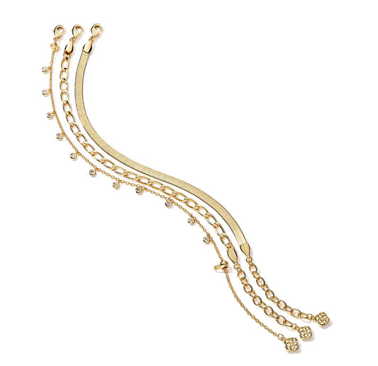 KASSIE SET OF 3 CHAIN BRACELET GOLD METAL