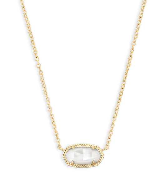 Elisa Short Pendant Necklace – Gold & Ivory Mother of Pearl