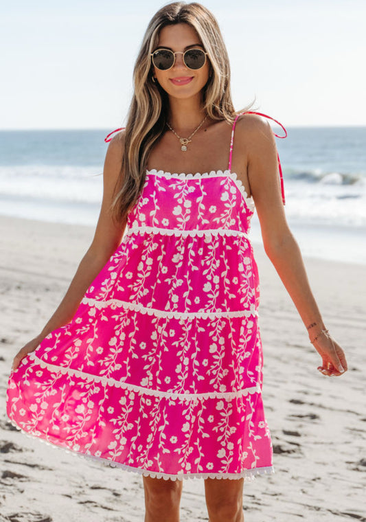 Hot Pink Floral Dress