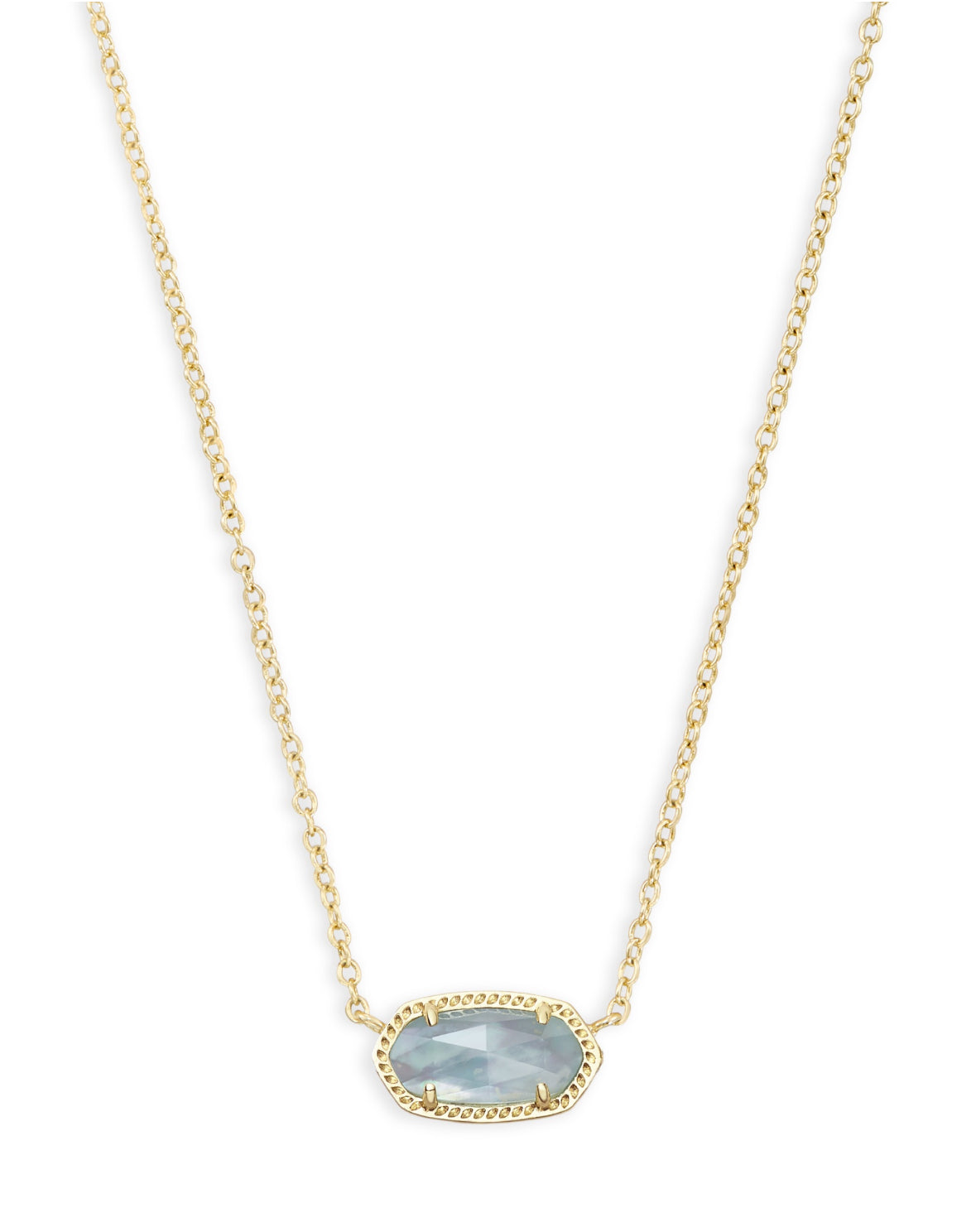 Elisa Short Pendant Necklace – Gold & Light Blue Illusion