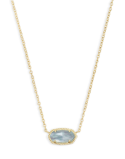 Elisa Short Pendant Necklace – Gold & Light Blue Illusion