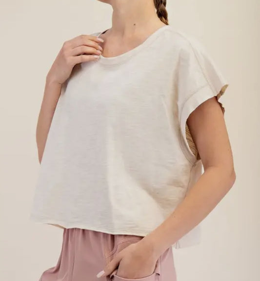 Sand Beige Open Back Top