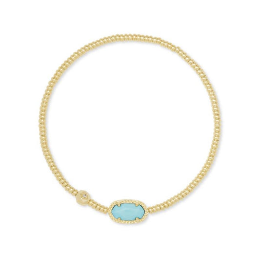 GRAYSON STRETCH BRACELET GOLD LIGHT BLUE MAGNESITE