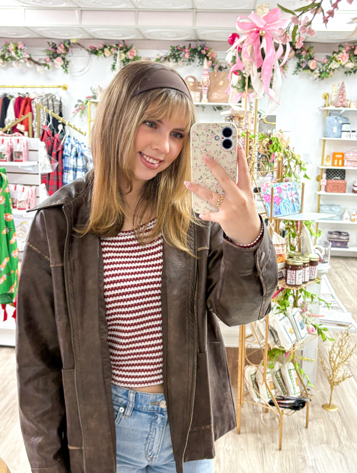 Wine Stripe Slim Fit Knit Top