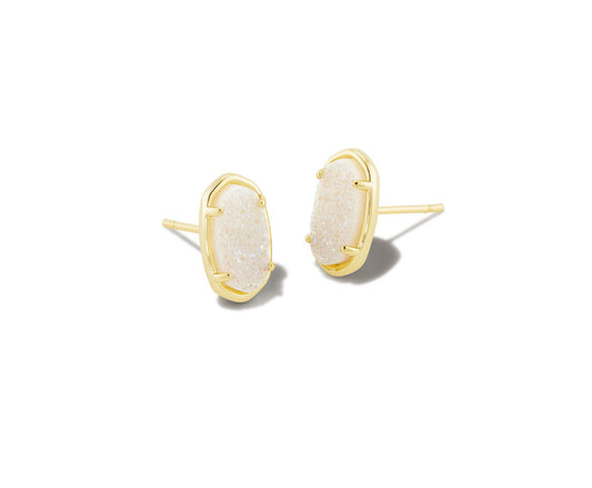 Kendra Scott Grayson Stone Stud Earrings – Gold Iridescent Drusy