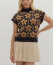 Black Orange Fall Floral ENTRO Sweater