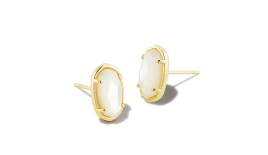 Kendra Scott Grayson Stone Stud Earrings – Gold Ivory Mother-of-Pearl