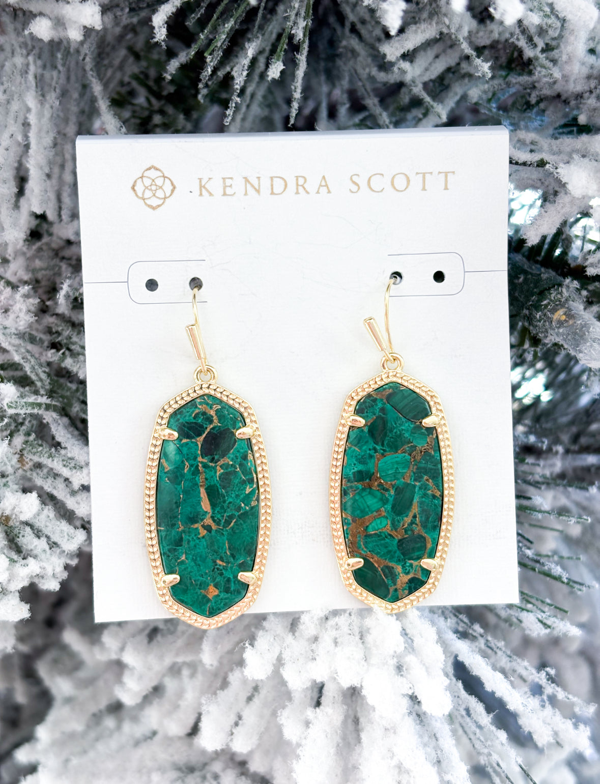 Elle Drop Earrings Green Malachite